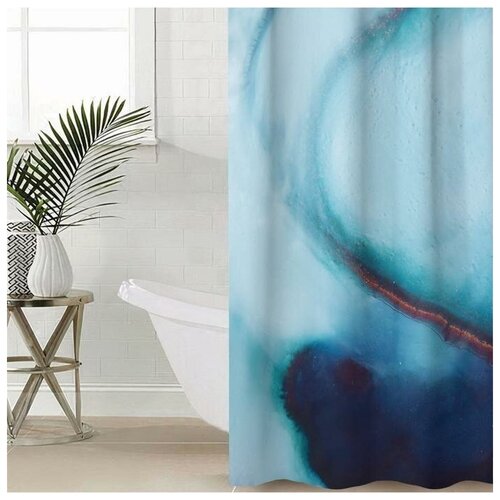 фото Сирень штора для ванной комнаты «голубой агат», 145×180 см, оксфорд