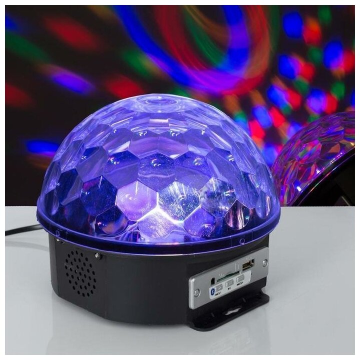 Световой прибор хрустальный шар, d 17.5 см, с музыкой, Bluetooth, 220V