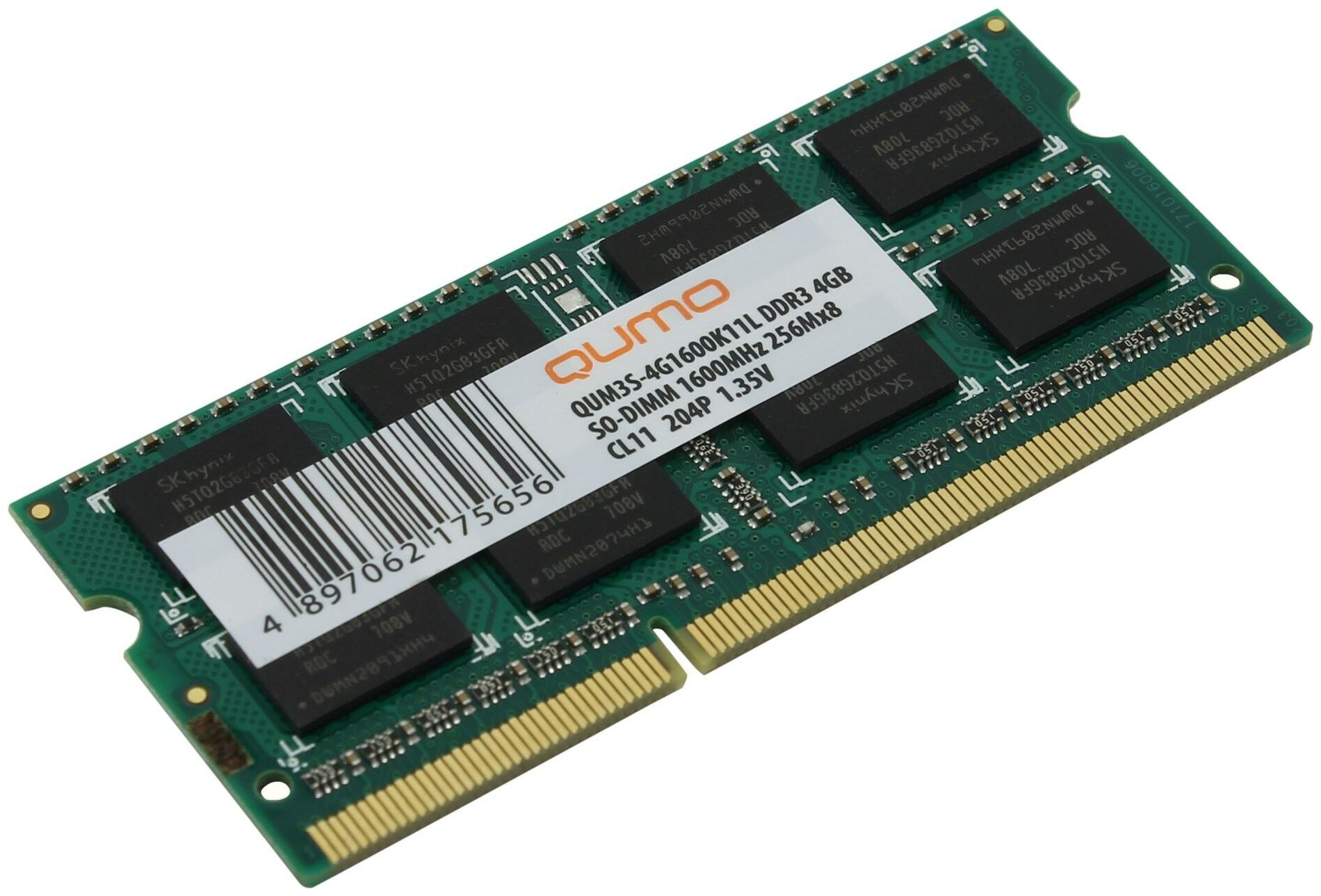 Модуль памяти Qumo DDR3 SO-DIMM 1600MHz PC-12800 CL11 - 4Gb QUM3S-4G1600K11L