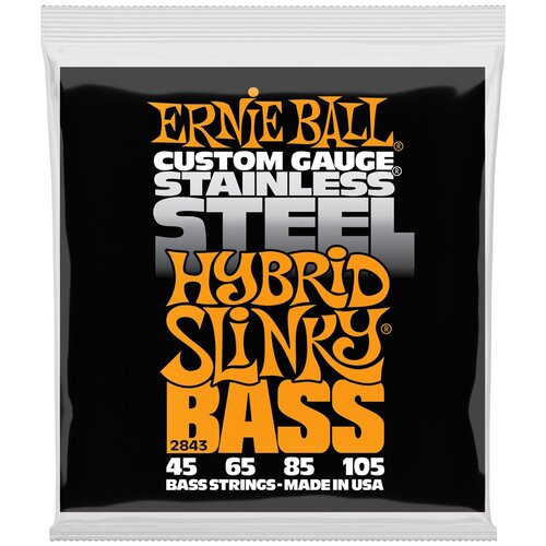 фото Ernie ball 2843 stainless steel slinky hybrid 45-105 струны для бас-гитары