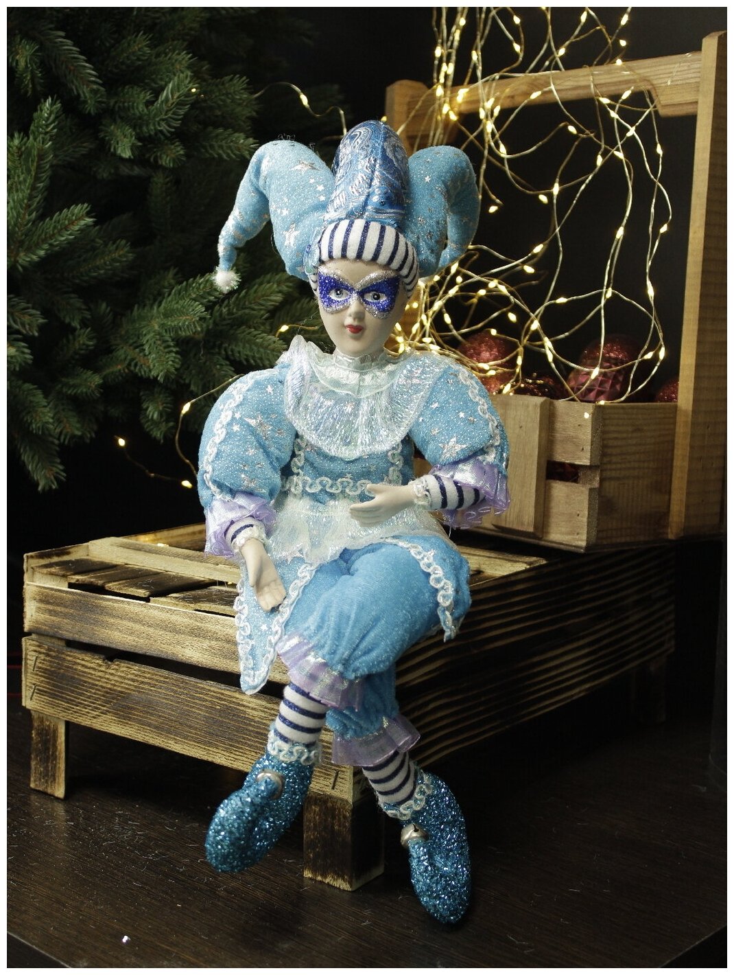 Рождественская декорация Сказочный эльф 50 см, голубой