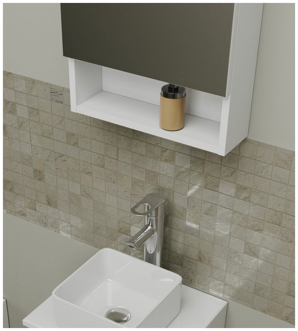Комплект мебели для ванной (Тумба Bau Dream Blackwood 40, 1 дверца, зеркальный шкаф Bau Dream 40, белый) - фотография № 7
