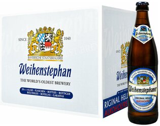 Пиво безалкогольное светлое фильтрованное пастеризованное "WEIHENSTEPHANER ORIGINAL HELLES ALKOHOLFREI" ("Вайнштефан Оригинал Хеллес Алкохольфрей") 0,5 бут20 шт).