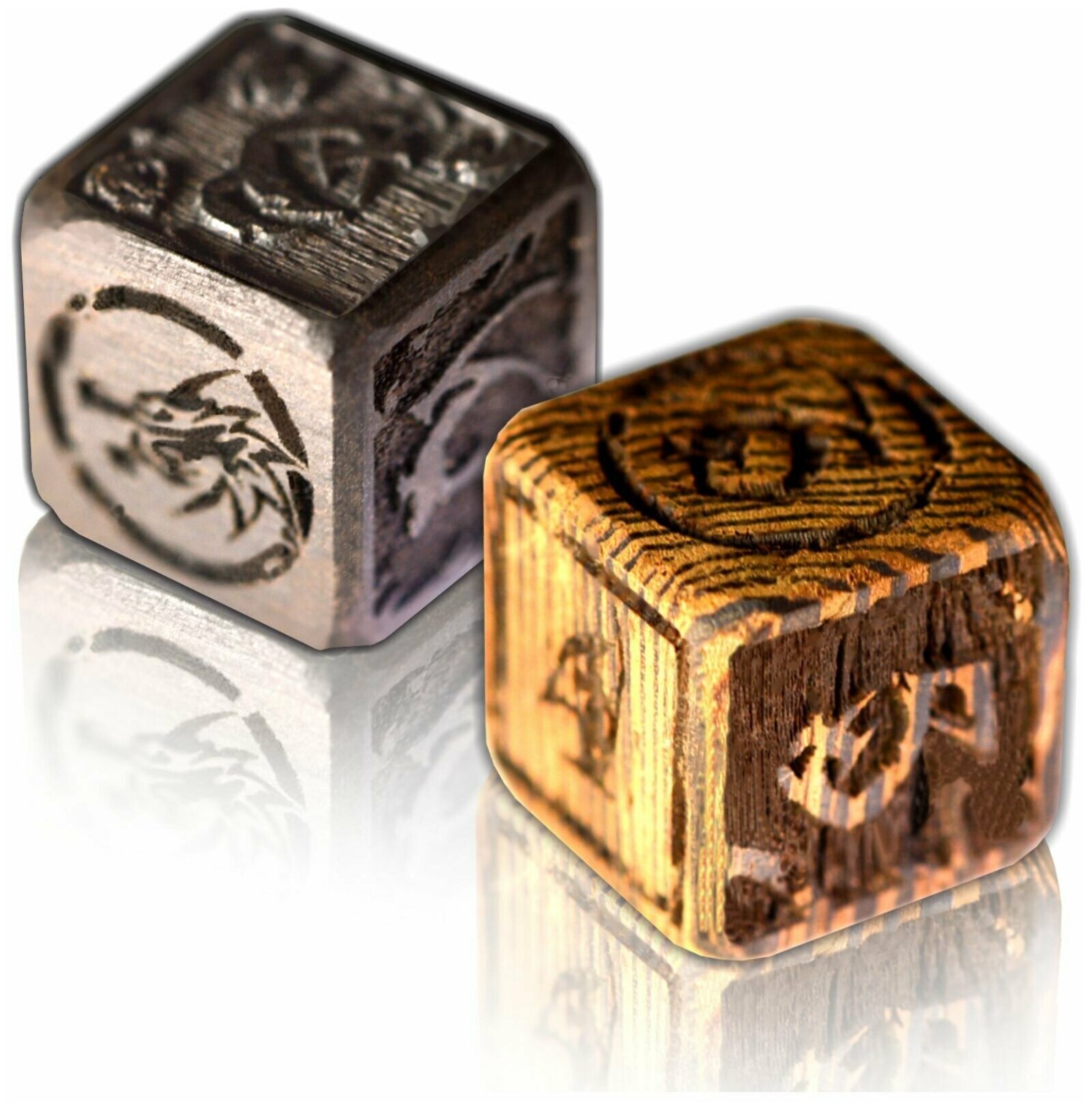 Кости игральные с Цифрами Дракон 16 мм, 2 шт, из экзотической древесины, Кости игральные деревянные, классический набор дайсов для Dungeons & Dragons, набор кубиков DnD