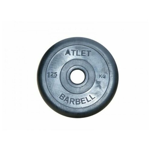 фото Диск обрезиненный черный atlet barbell d-26 1,25 кг mb barbell