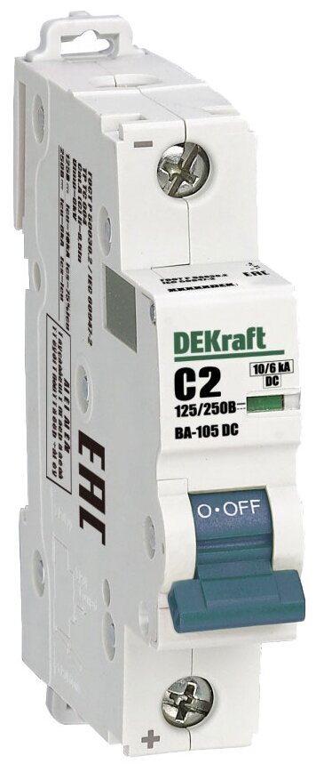 ВА-105 Автоматический выключатель 1-полюсный, 2А, 10kA, DC (хар-ка C) DEKraft, 13375DEK