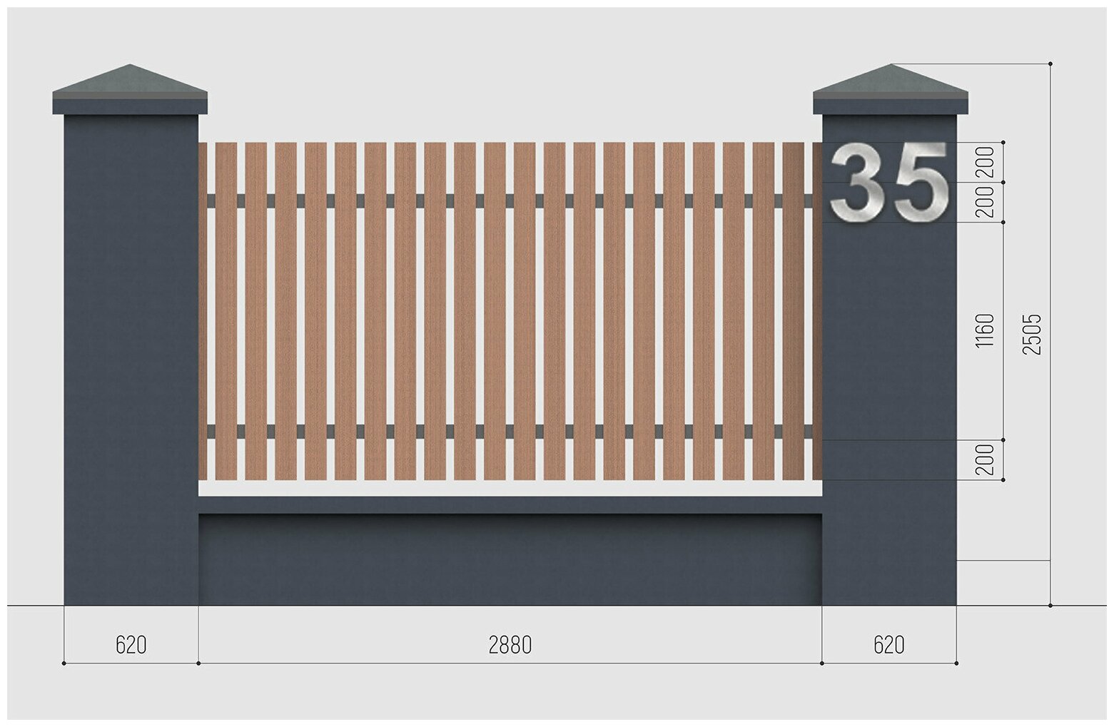 Цифра (номер) из металла на дом/ворота/забор, 3A, H400 мм - фотография № 3
