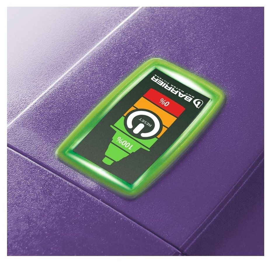 Фильтр-кувшин для очистки воды барьер Смарт c электронным индикатором замены кассеты Опти-Лайт, 3,3 л, цвет фиолетовый - фотография № 4