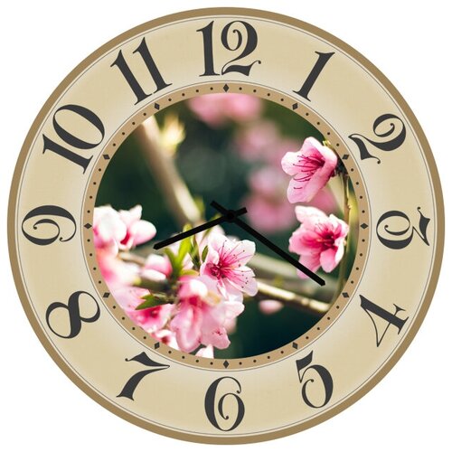 фото Svs настенные часы svs 3502242 розовые цветы