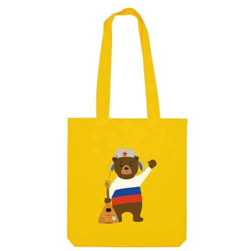 Сумка шоппер Us Basic, желтый сувенир медведь с балалайкой 12см