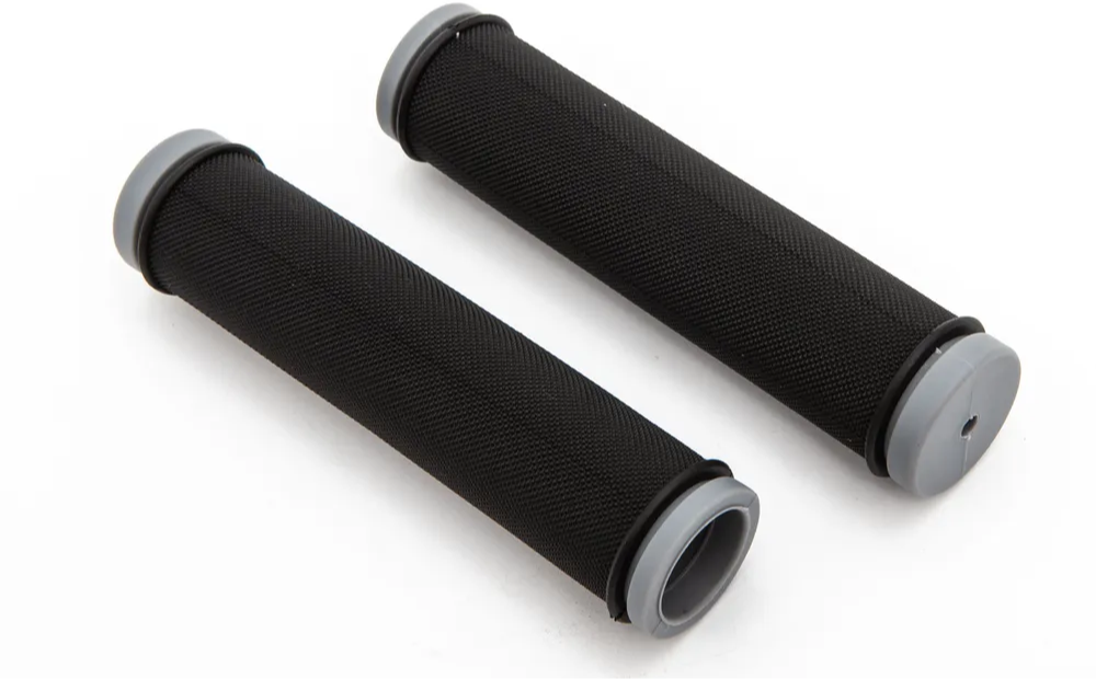 Ручки велосипедные на руль резиновые G103 Черные-серебро 130 мм / Грипсы для велосипеда