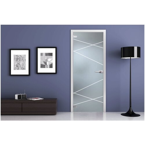 Межкомнатная стеклянная дверь MG10 матовая 2000x800 с фурнитурой classic и R-коробкой серебро