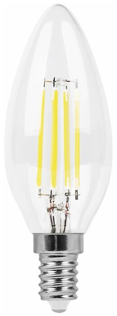 Лампа светодиодная филаментная Feron E14 11W 2700K Свеча Прозрачная LB-713 - фото №2