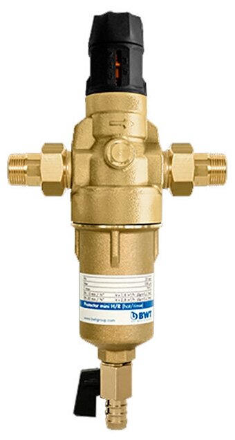 Фильтр для горячей воды Protector mini H/R 3/4" HWS (прямая промывка, редуктор давления), BWT 810563 - фотография № 1