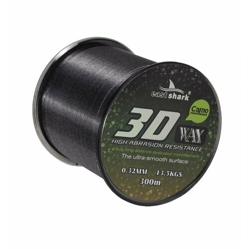 фото Леска eastshark 3d camo wax 300м 0,32 мм серая
