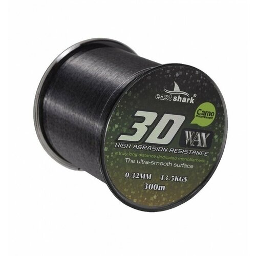 Леска EastShark 3D CAMO WAX 300м 13,5кг/0,32мм (Серый)