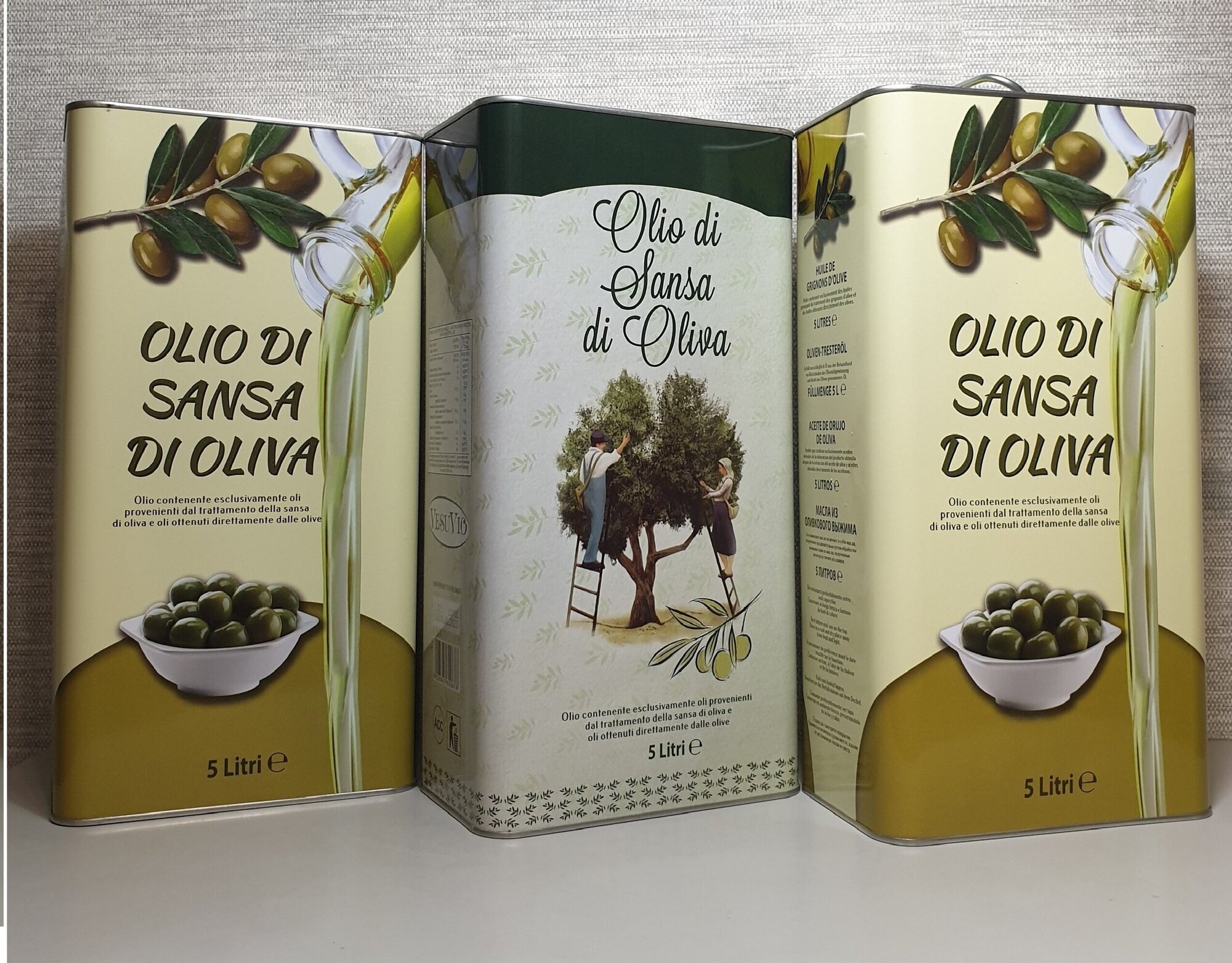 Оливковое масло для жарки Vesuvio Olio di sansa di oliva, 5л, италия
