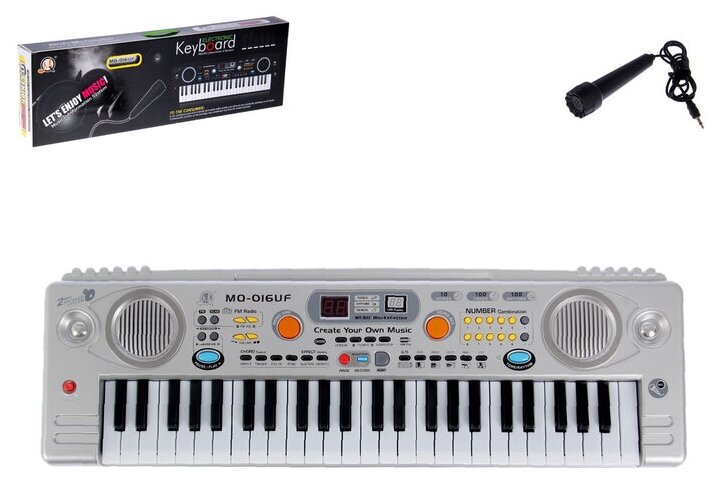 Синтезатор «Музыкальный взрыв» c радио и USB, 49 клавиш, работает от сети и от батареек, блок питания в комплектацию НЕ входит