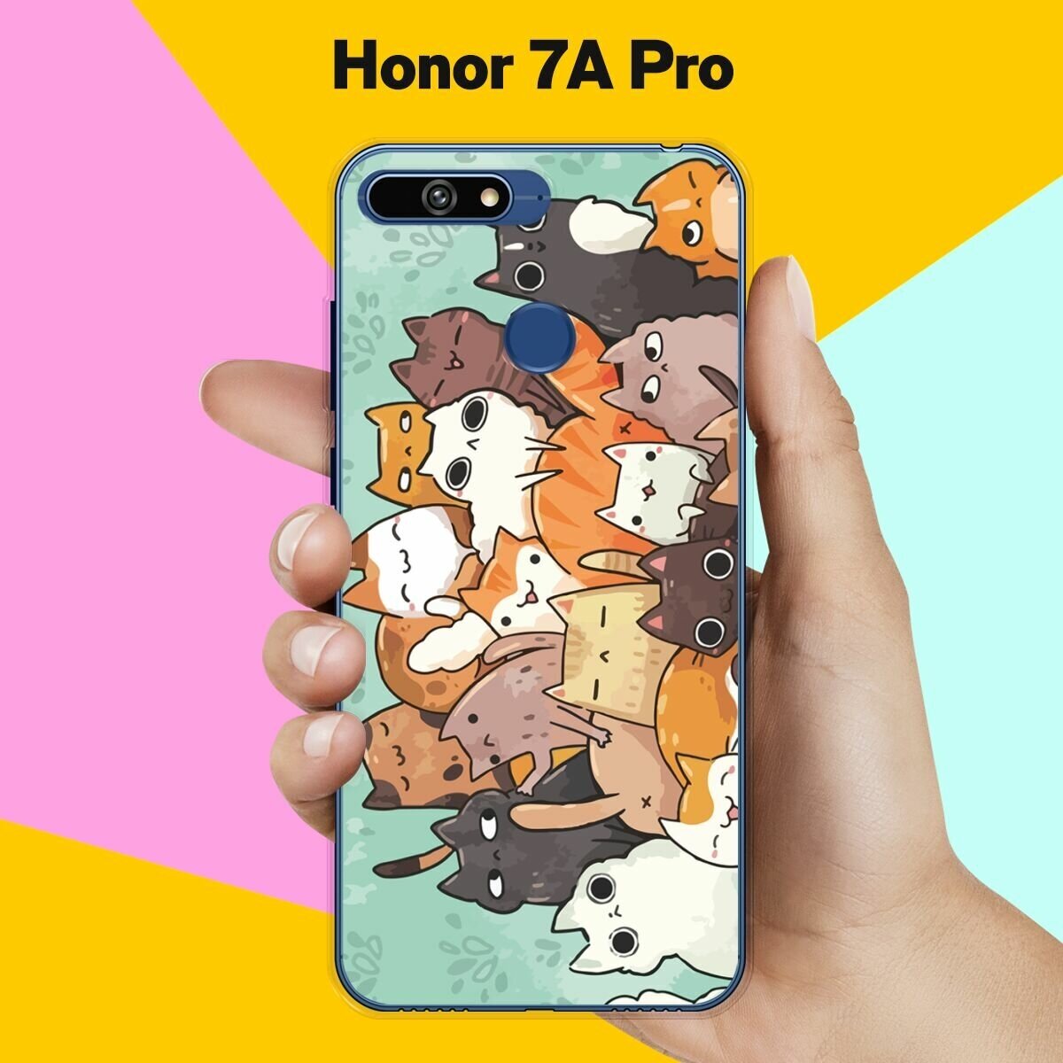 Силиконовый чехол на Honor 7A Pro Много котов / для Хонор 7А Про