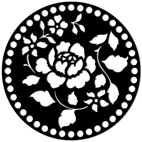 Донышко для вязания Ветвистая роза. Круг 18 см. Черный акрил донышко для вязания ветвистая роза круг 25 см белый акрил