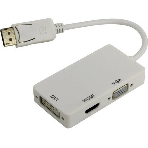 Переходник DisplayPort -> HDMI/DVI/VGA Orient C309W видео адаптер orient c309w displayport на dvi hdmi vga кабель 0 2 метра белый