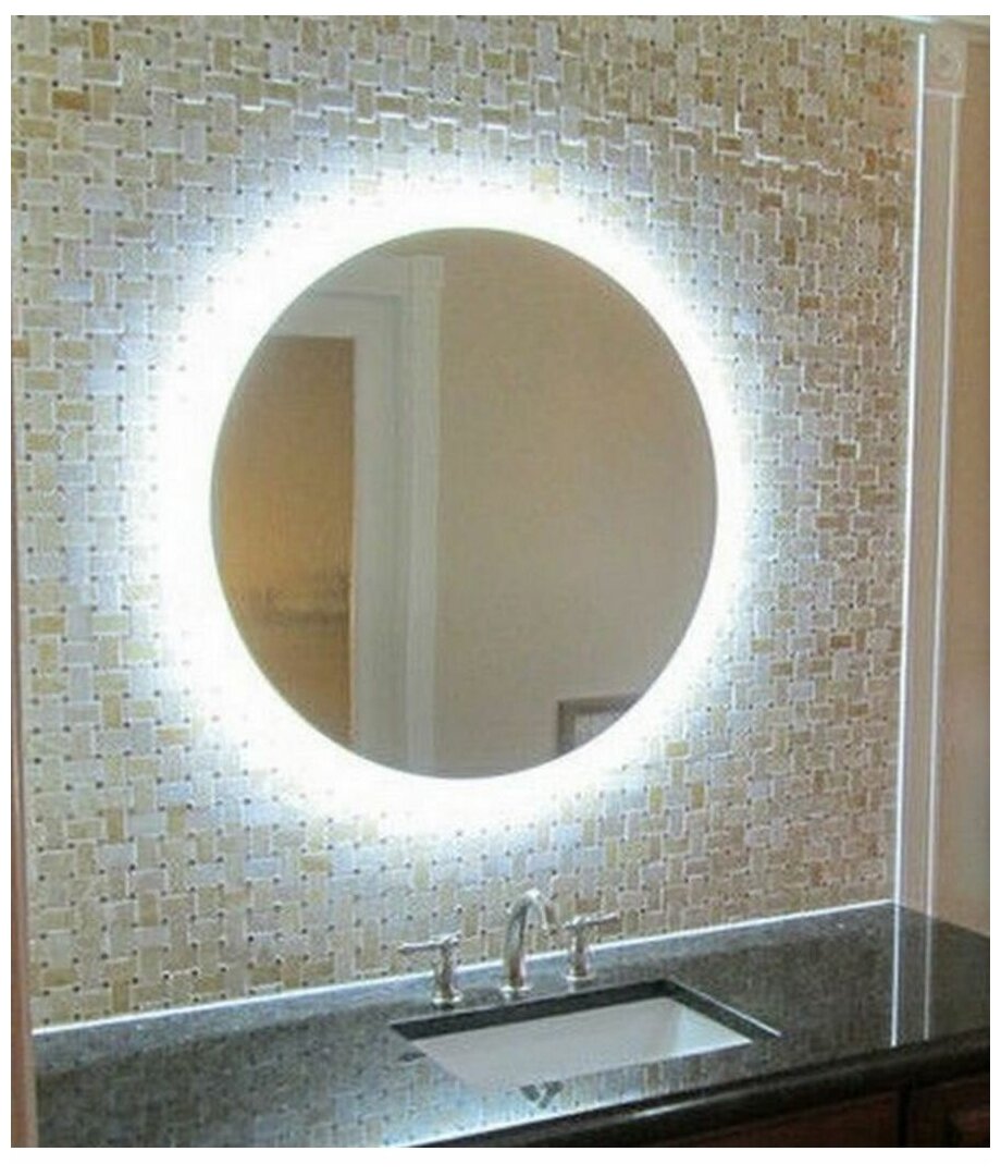 зеркало с подсветкой в ванную круглое без сенсора 80 см. - фотография № 6