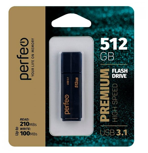 USB Flash Drive 512Gb - Perfeo USB 3.1 C15 Black High Speed PF- C15B0512HS