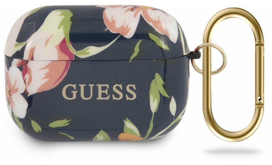 Чехол Guess для Airpods Pro TPU case with ring Flower N.3 Blue