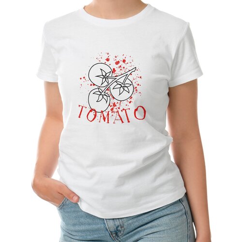 Женская футболка «Скетч томатов на ветке, спелые овощи» (L, белый)