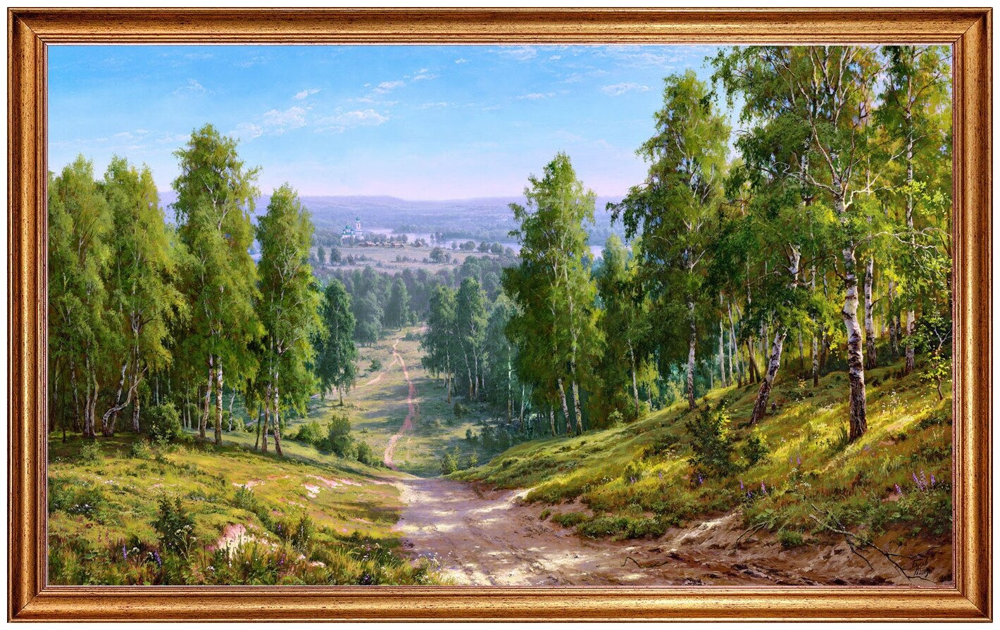Картина холсте, "Глубинка", 100х60 см, художник - Басов Сергей, Холст на деревянном подрамнике, оформлена в багет, Арт. БС-х2