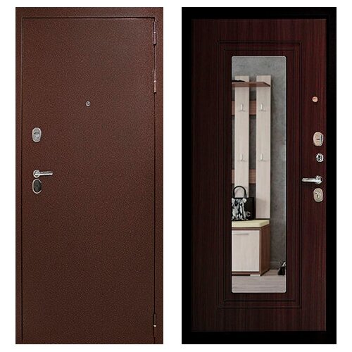 Входная дверь Дверной Континент Рубикон Зеркало венге 960х2050 левая