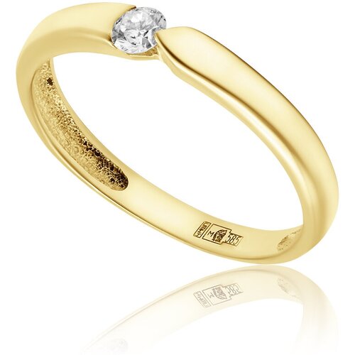 Кольцо помолвочное 1RBC, желтое золото, 585 проба, бриллиант, размер 17