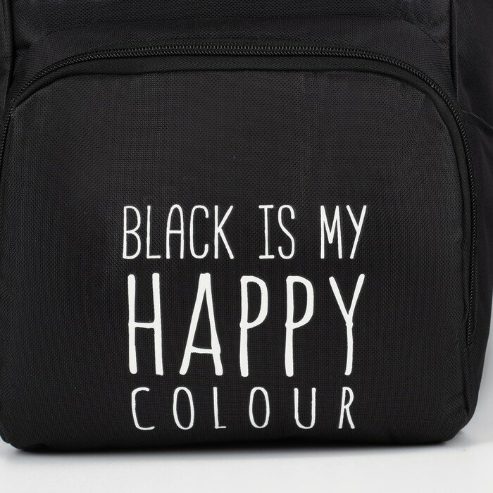 Рюкзак текстильный, с карманом "Black",25х13х38 черный