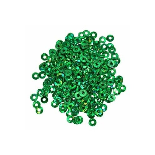 Пайетки плоские, 3 мм, упак./10 гр., 'Астра' (50104 зеленый голограмма)