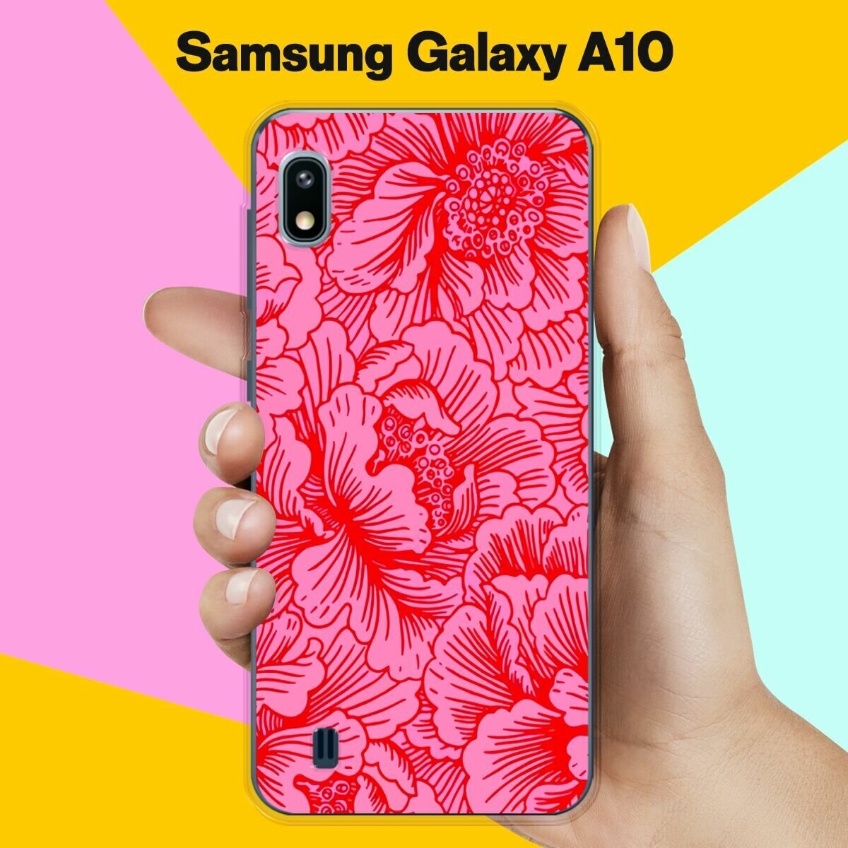 Силиконовый чехол на Samsung Galaxy A10 Цветы красные / для Самсунг Галакси А10