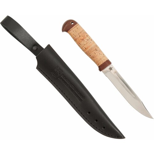 фото Нож "финка" (сталь 95x18, береста/текст.) златоустовский оружейный завод