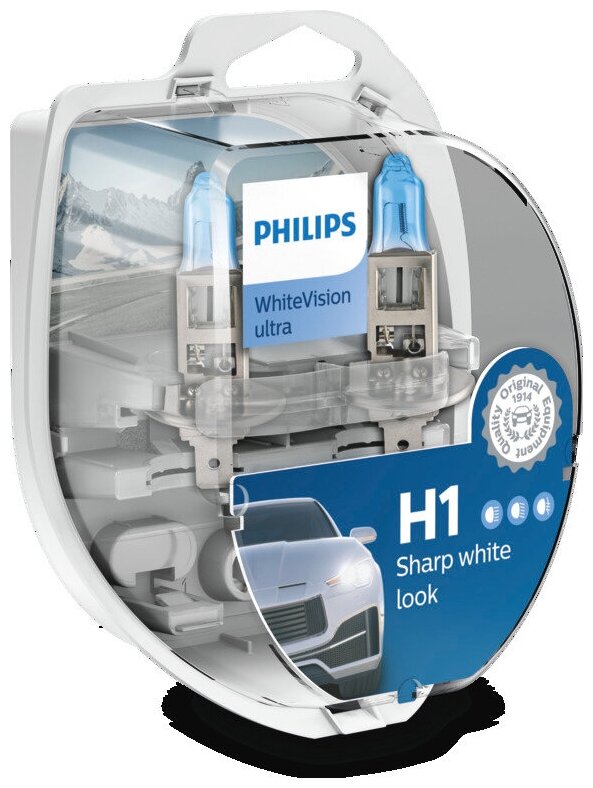 Лампа H1 W5W WhiteVision ultra SM 2шт Philips 12258WVUSM