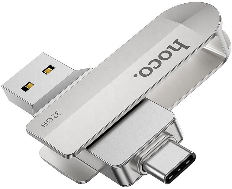 USB Флеш-накопитель для смартфонов, Hoco UD10, USB Type-C, 32 Гб, Серебристый.