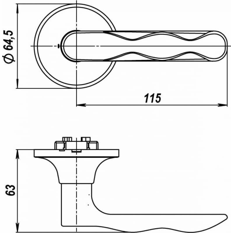 Ручка защелка Fuaro DK624/BL CP-ET (624/BL CP-E ) (кл/фик.) хром