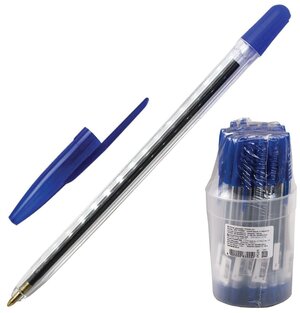 Ручка шариковая СТАММ 111, корпус прозрачный, узел 1,2 мм, линия письма 1 мм, синяя (РС01)
