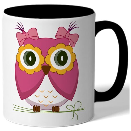 фото Кружка цветная - розовая сова drabs