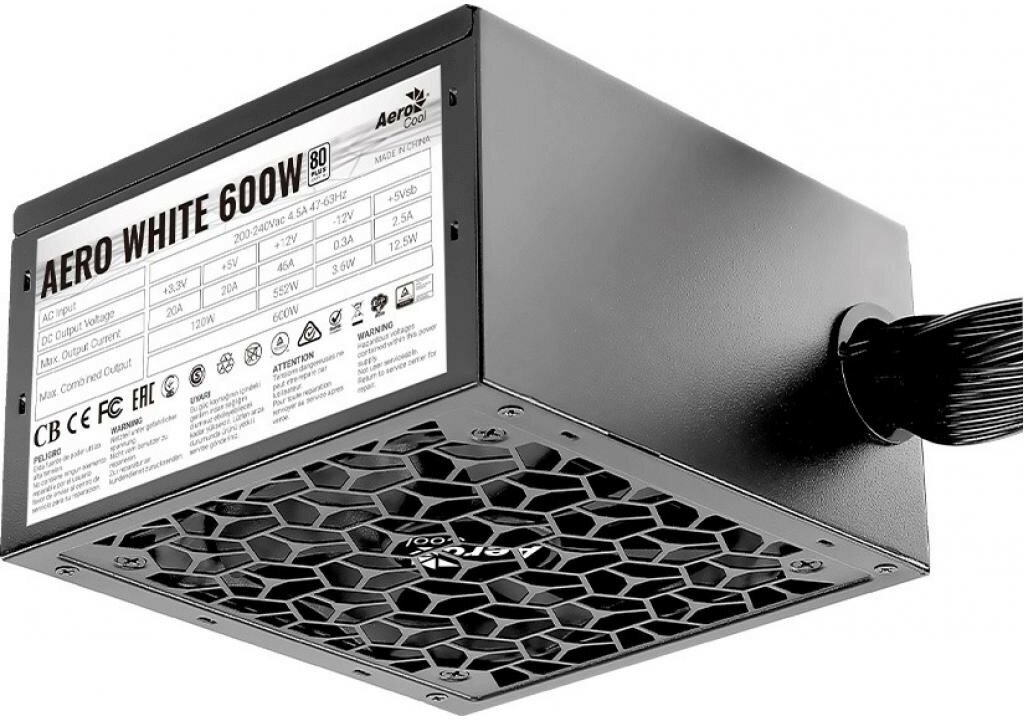 Блок питания AEROCOOL AERO WHITE, 600Вт, 120мм, черный, retail [aero white 600] - фото №5