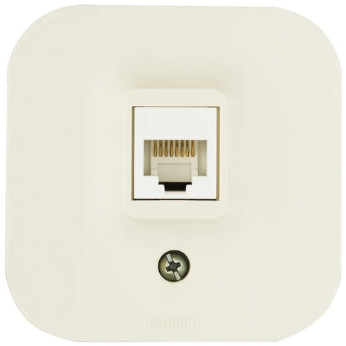 Розетка компьютерная накладная Legrand Quteo RJ45 UTP cat 5 цвет слоновая кость розетка компьютерная афина цвет слоновая кость