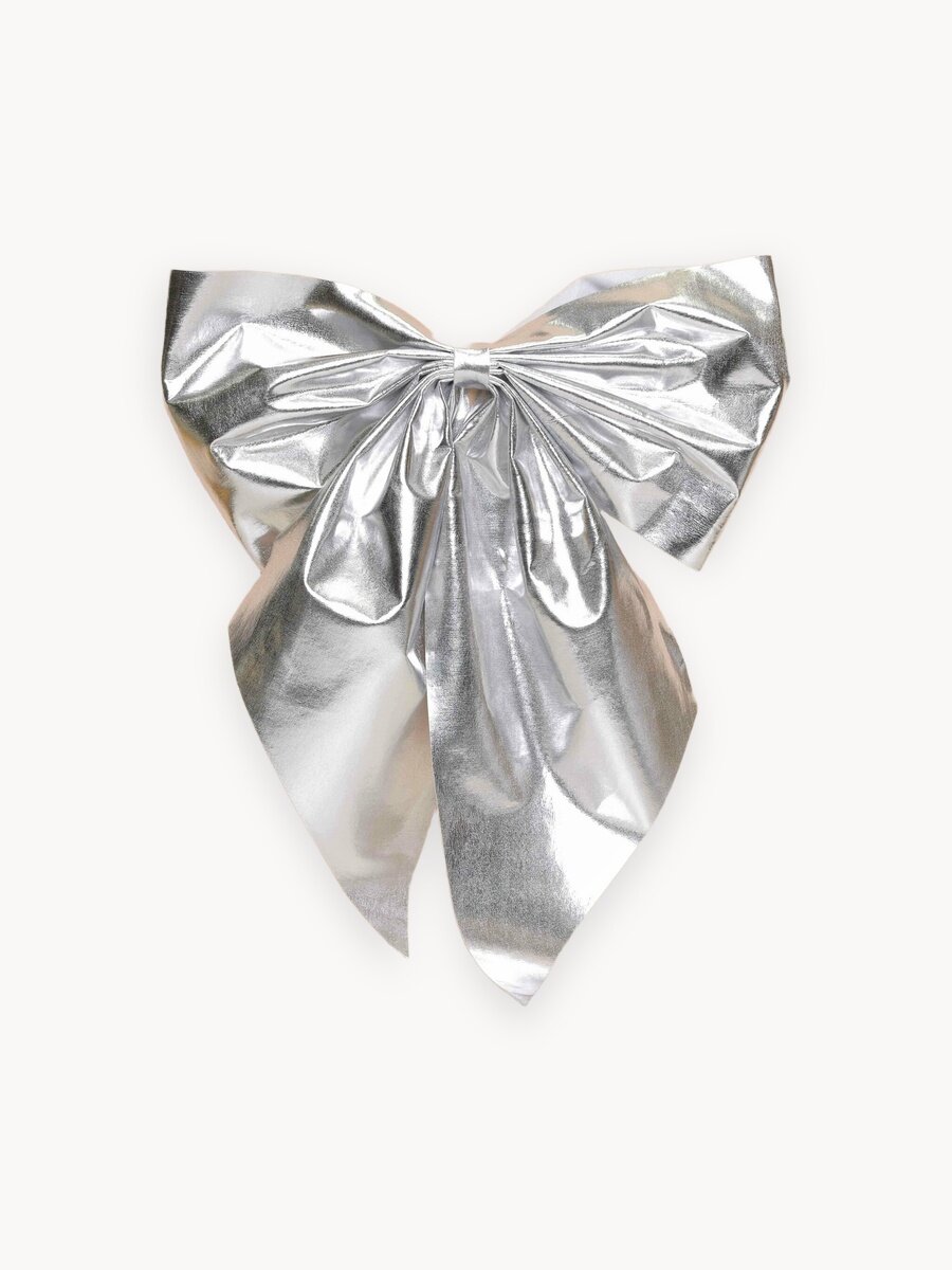 Бант на елку 40 см, лайкра/спанбонд, цвет серебро, MG