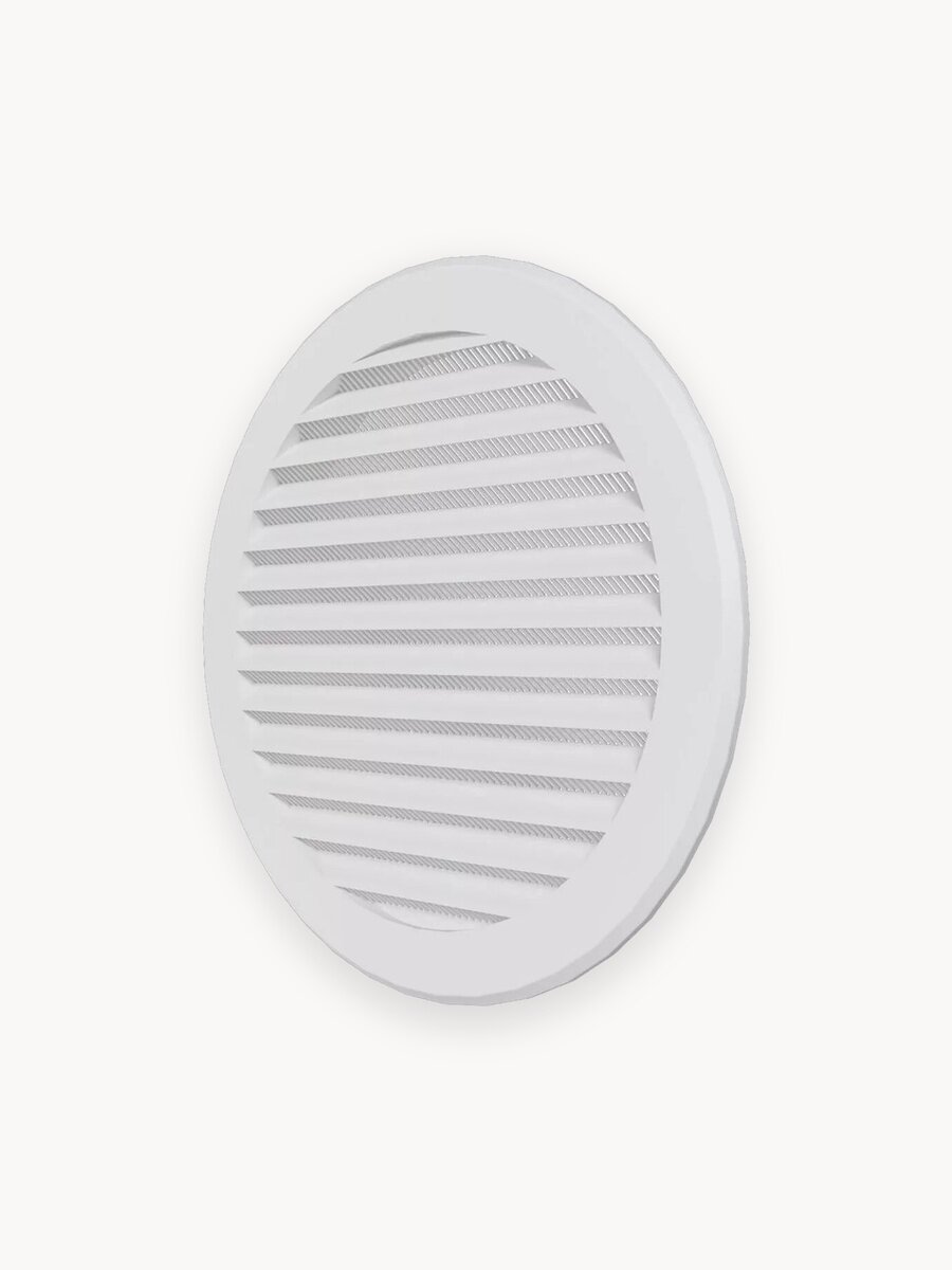 Решетка вентиляционная круглая Era 16РКС, фланец 160 мм, белый пластик, с сеткой