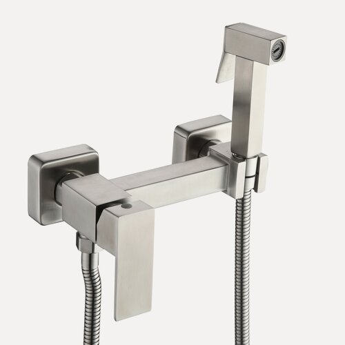 Изображение товара Смеситель с гигиеническим душем Frap F7504-5 сатин, нержавеющая сталь