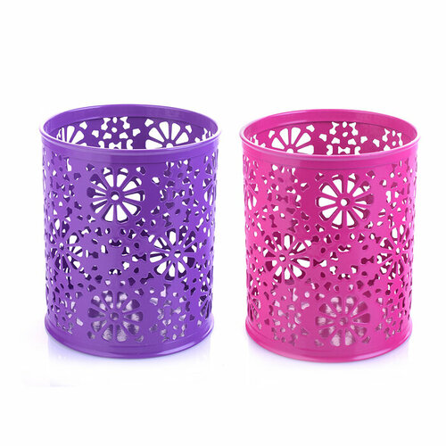 Подставка-стакан для канцтоваров металлическая круглая узор Снежинка ассорти 442₽