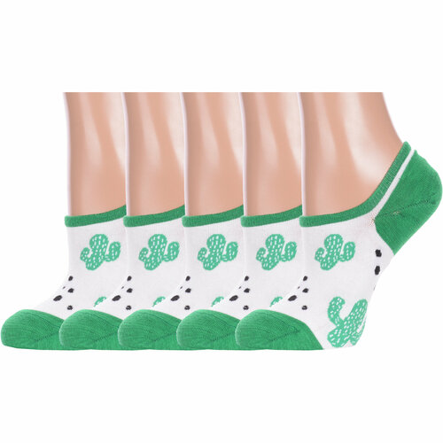 Носки HOBBY LINE, 5 пар, размер 36-40, зеленый, белый носки hobby line 5 пар размер 36 40 зеленый