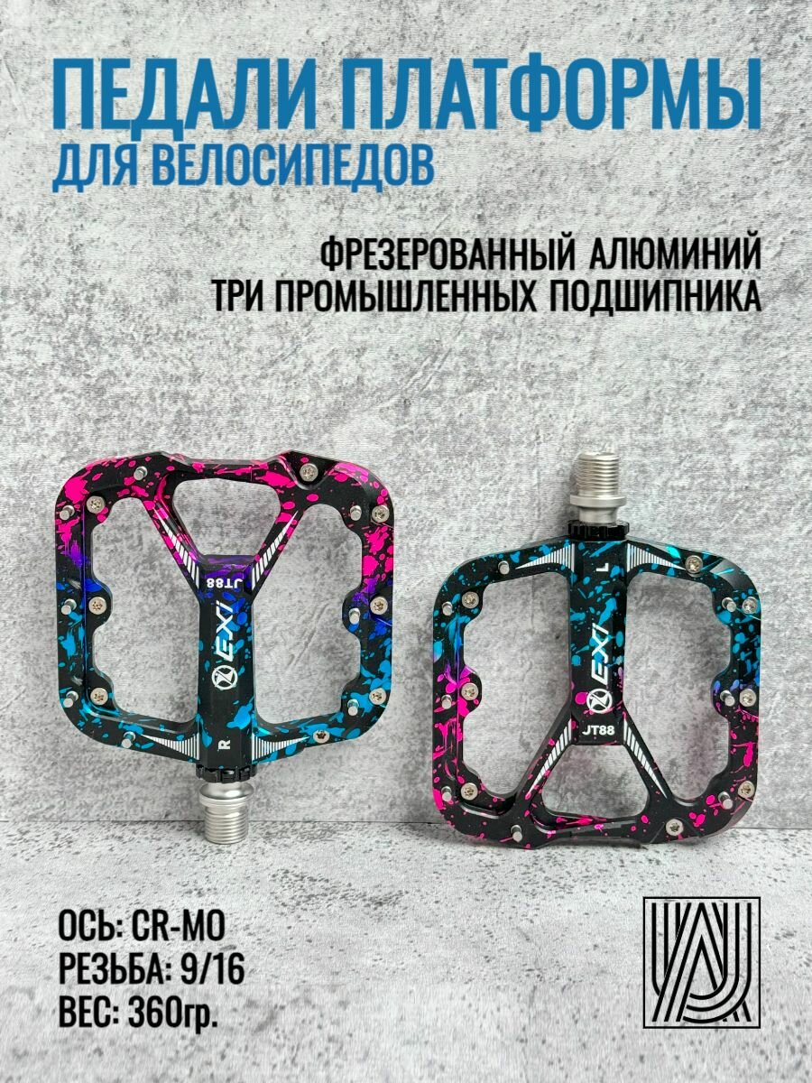 фото Педали платформы EXI - Черный/розовый/голубой