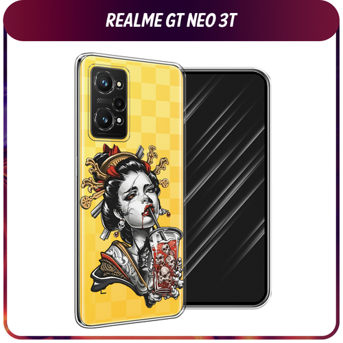 Силиконовый чехол на Realme GT Neo 3T/GT Neo 2 / Реалми GT Neo 3T Опасная гейша, прозрачный силиконовый чехол на realme gt neo 3t реалми gt нео 3t фон соты красные